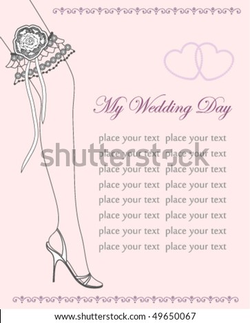stock vector Elegant wedding invitation with bridal garter