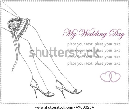 stock vector Elegant wedding invitation with bridal garter