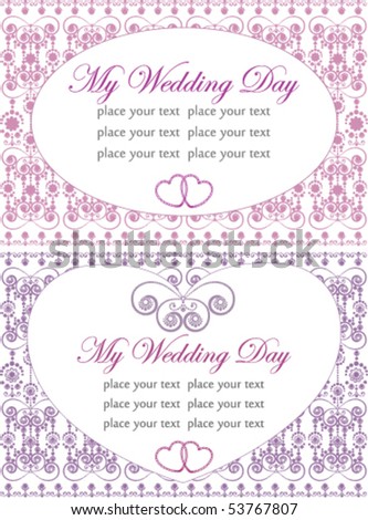 stock vector Set of vintage wedding invitation