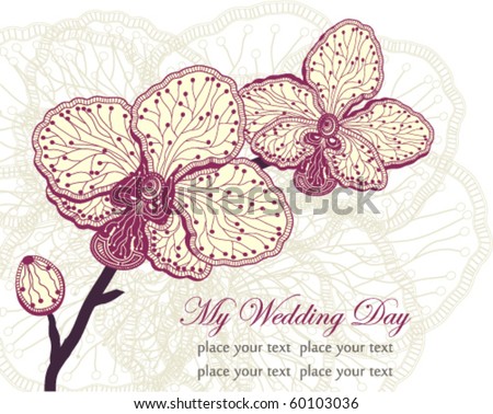 stock vector Wedding invitation with orchid flower