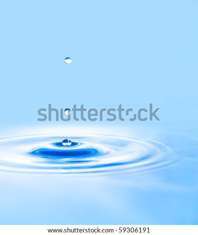 water drop and water rings closeup