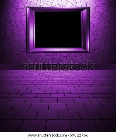 empty interior with frame purple