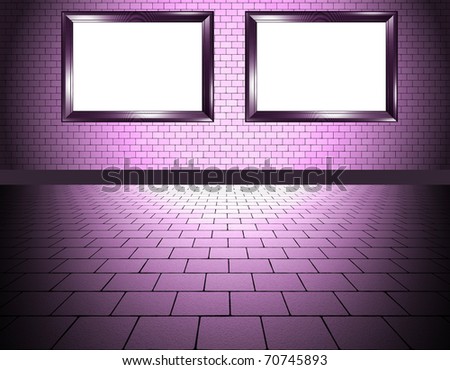 interior with two frame purple