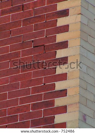 BRICK HOUSE, TAN BRICK ON FRONT OF HOUSE, RED BRICK ON SIDE OF HOUSE