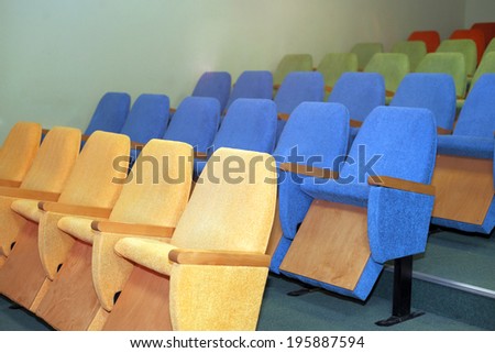 seats rows in the cinema hall, side view