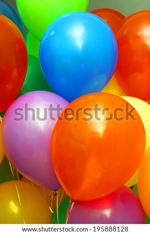 closeup image of the bright colored balloons
