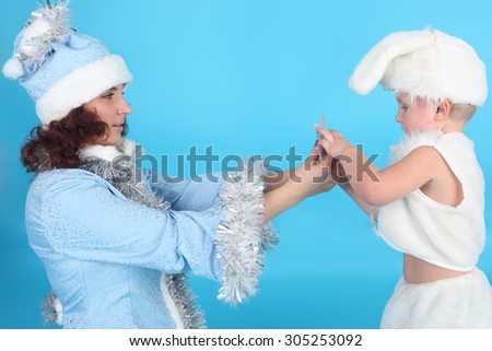 young Snow Maiden with the little hare