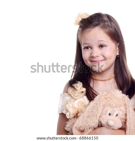 cute beautiful brunette little girl sly smiling