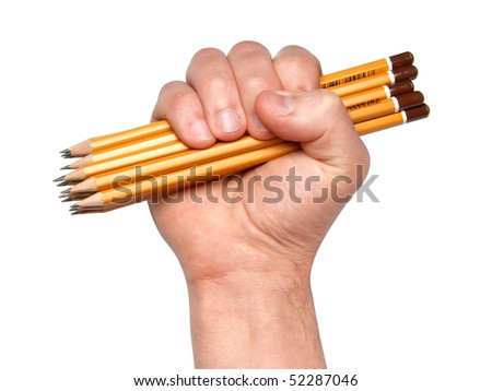 Hand hold the bundle of graphite pencils