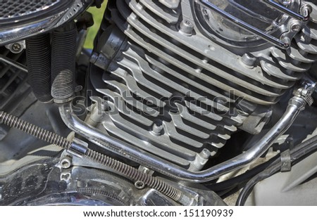 Finning cylinder motorcycle engine on closer examination