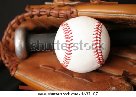 Baseballs, Glove and Bat