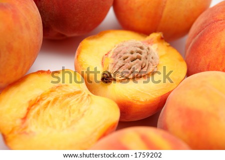 peaches and piece peach with seed