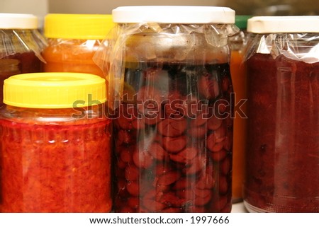 caviar, sweetly cherries in the jar and marmalade