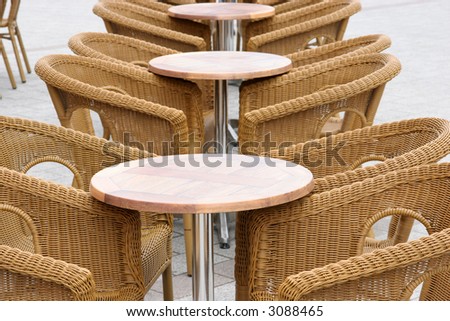 Coffee Shop Tables  Chairs on Coffee House  Tables And Chairs In Outdoor Stock Photo 3088465