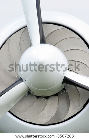 Details of white plane propeller