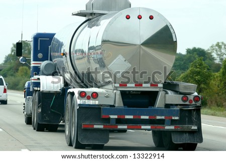 Fuel Tanker, truck driving on  on highway