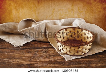 empty basket on wooden table