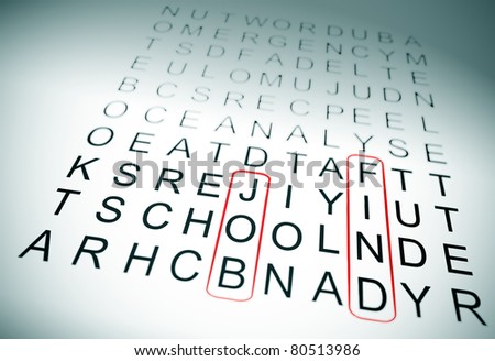 word search game and the words job and find circled
