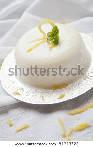 italian panna cotta dessert with lemon fragrance