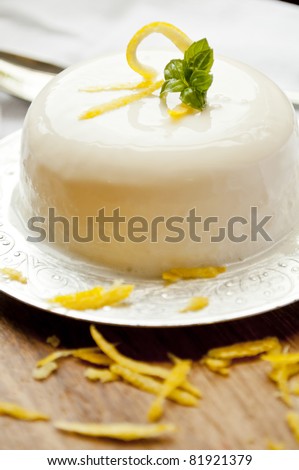 italian panna cotta dessert with lemon fragrance