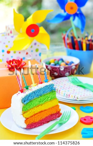 Rainbow Birthday Cake on Birthday Rainbow Cake Stock Photo 114375826 Shutterstock