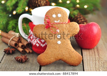 Gingerbread man and cup of milk