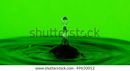 Green splash of water drop