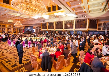 Foshan City-January 20: Foshan City Hall Held To Celebrate Chinese New Year Dinner At The Hotel In 2013, More Than 1000 Of The Industry People Attended The Banquet January 20, 2012 In Foshan, China