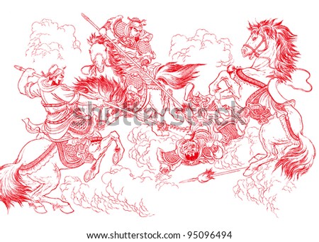 Chinese paper-cutting - the martial arts fighting