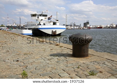 bollard at the quayside (port of Antwerp.Belgium)