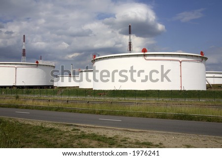 storage tanks at a chemical plant in the port