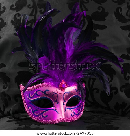 stock photo : purple mask on a black velvet background (Venice)