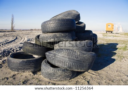 used tires on a construction yard