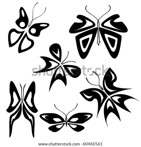 stock vector Set of Tattoo butterfly