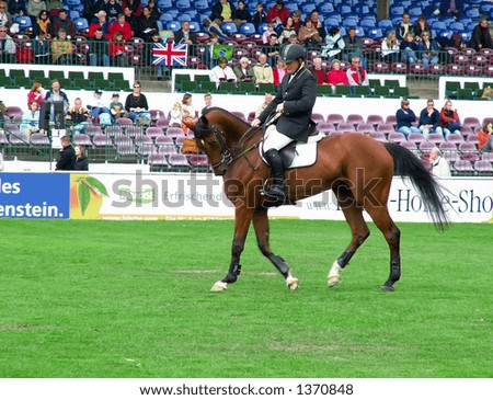 Man riding a thoroughbred horse at Jump and Dressage Derby, Hamburg, Germany, 2006