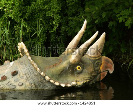 Dinosaur in water, close up