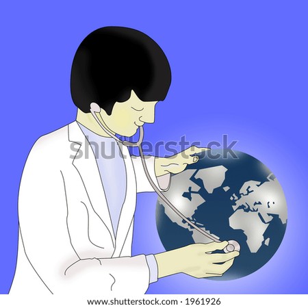 Doctor consulting planet Earth illustration