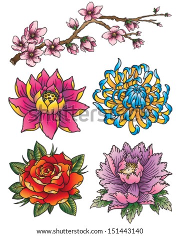 Tattoo Flower Set Tattoo Flower Set