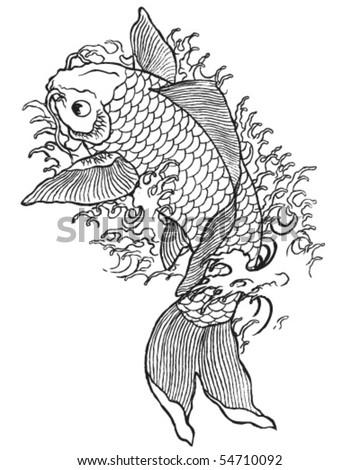 stock vector Hand Drawn Koi Fish
