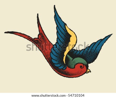 stock vector : Tattoo Style Swallow