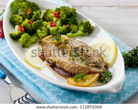 mackerel with steamed broccoli