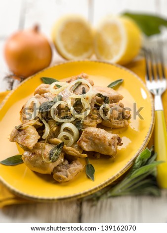 meat stew with sage onion and lemon