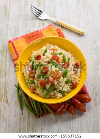 risotto with green beans and tomatoes
