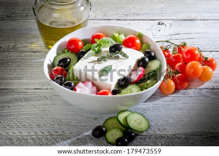 feta traditional greek cheese and greek salad