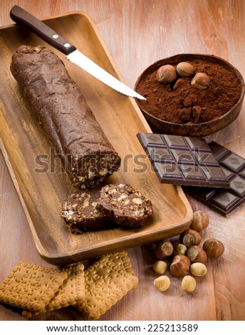 chocolate sausage with hazelnut