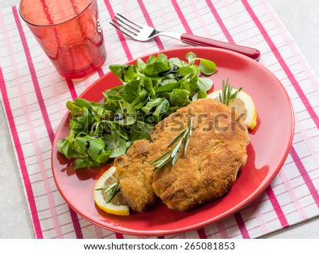 breaded cutlet  with salad