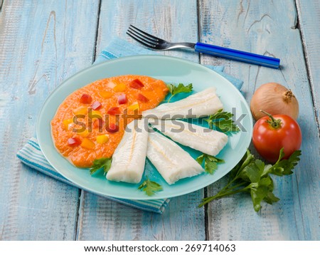 steamed cod with capsicum cream