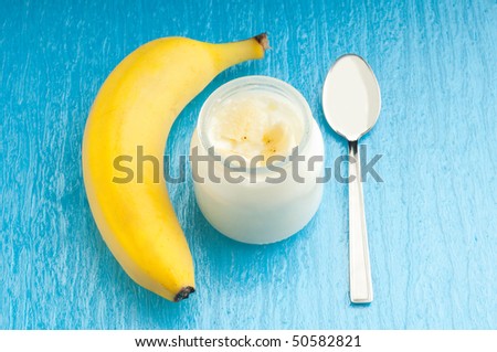 banana yogurt and spoon