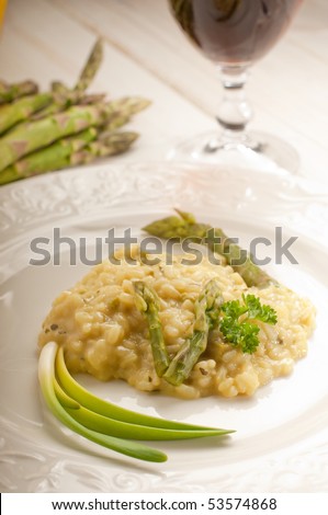 asparagus rice and red wine