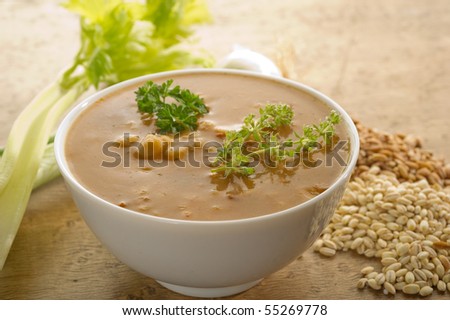 barley soup on bowl